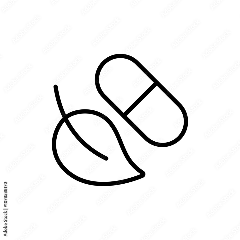 Poster herbal capsule icon outline vector for web ui