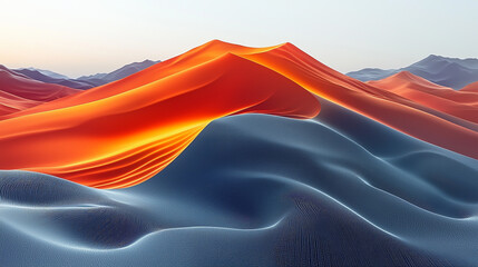 Vivid Orange and Blue Sand Dunes at Sunset - Stunning Desert Landscape Photography