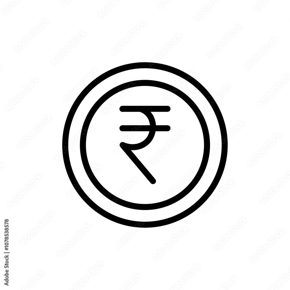 Poster indian rupee icon outline vector for web ui