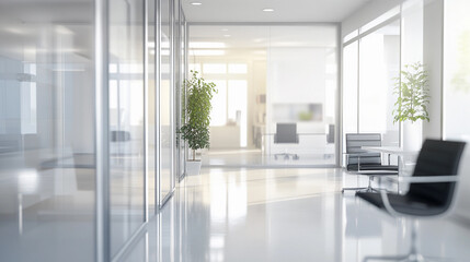 Obraz premium Modern office interior with glass walls and natural light