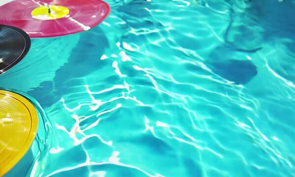 Retro vinyl pool party time.