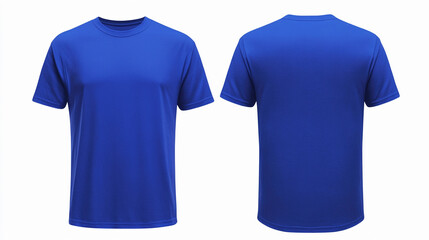 Simple blue t-shirt displayed from front and back angles