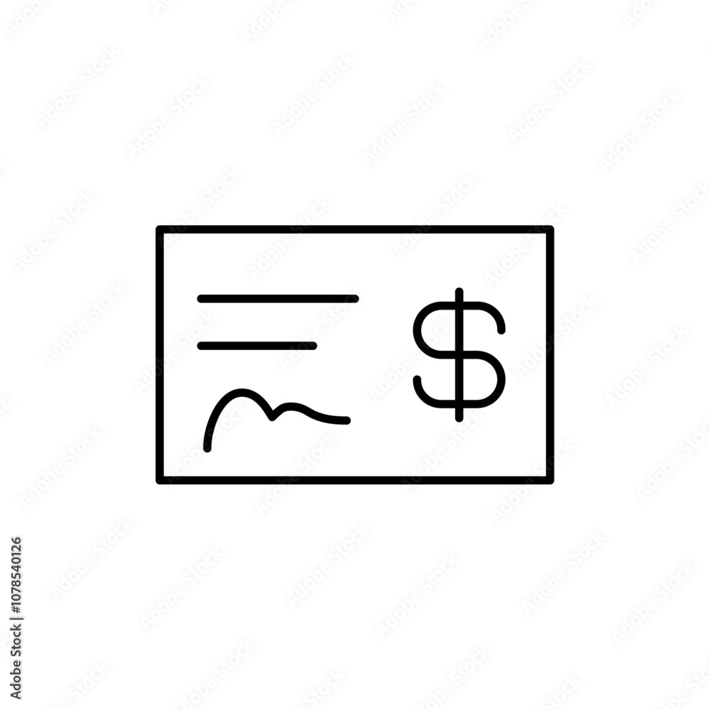 Aufkleber money check icon outline vector for web ui