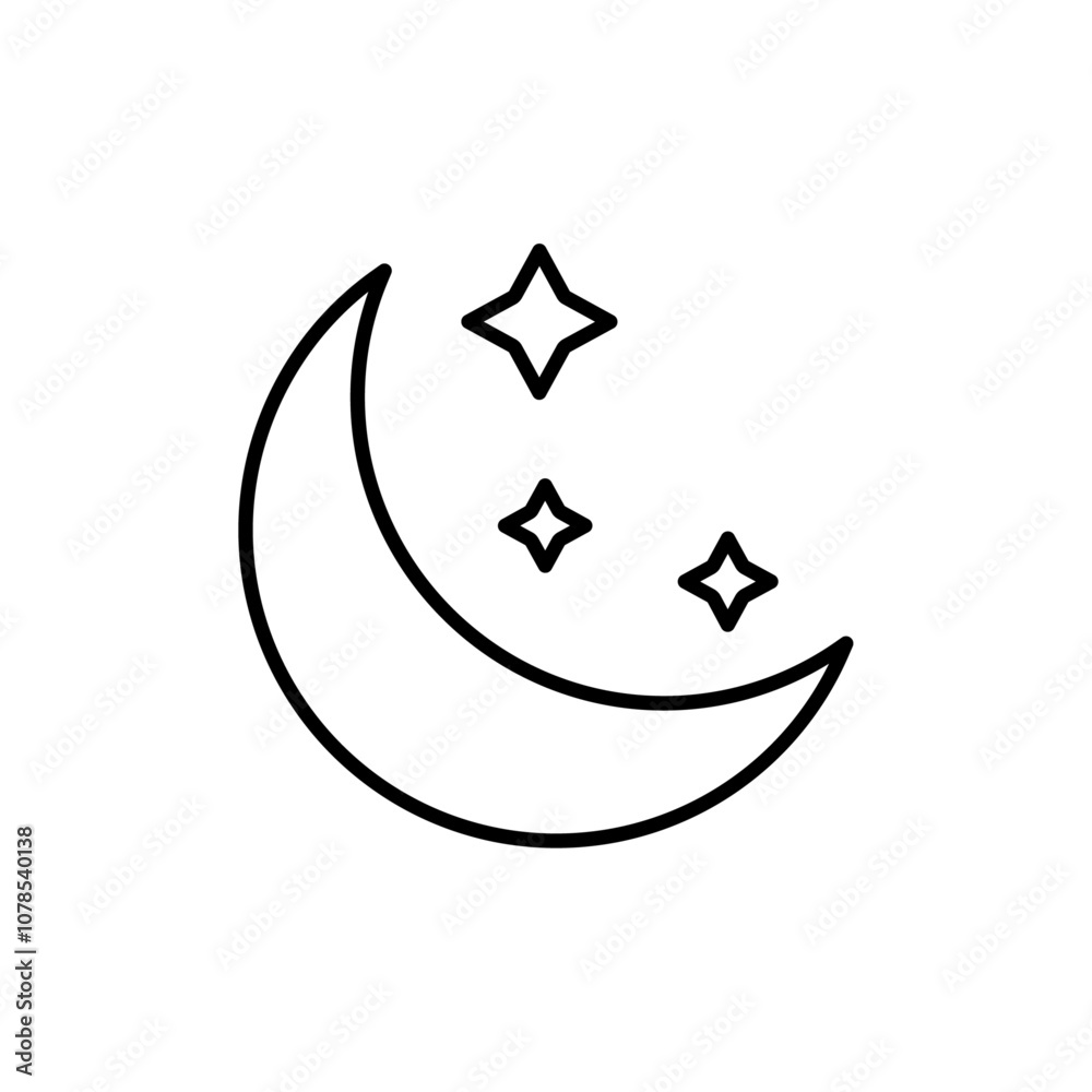 Aufkleber moon stars icon outline vector for web ui