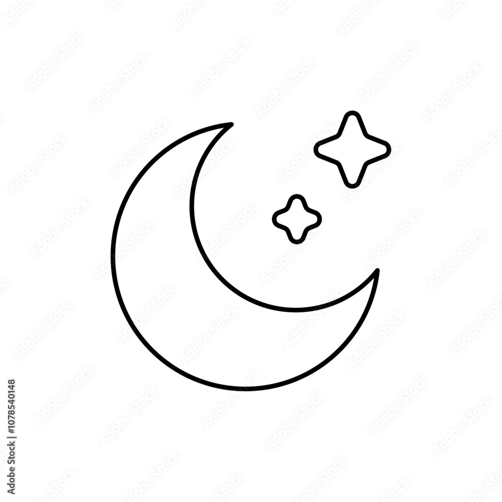 Aufkleber Moon icon Outline vector for web ui