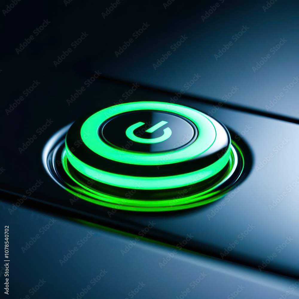 Aufkleber a green button with a power symbol on it