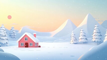 Fototapeta premium Beautiful winter outdoor illustration