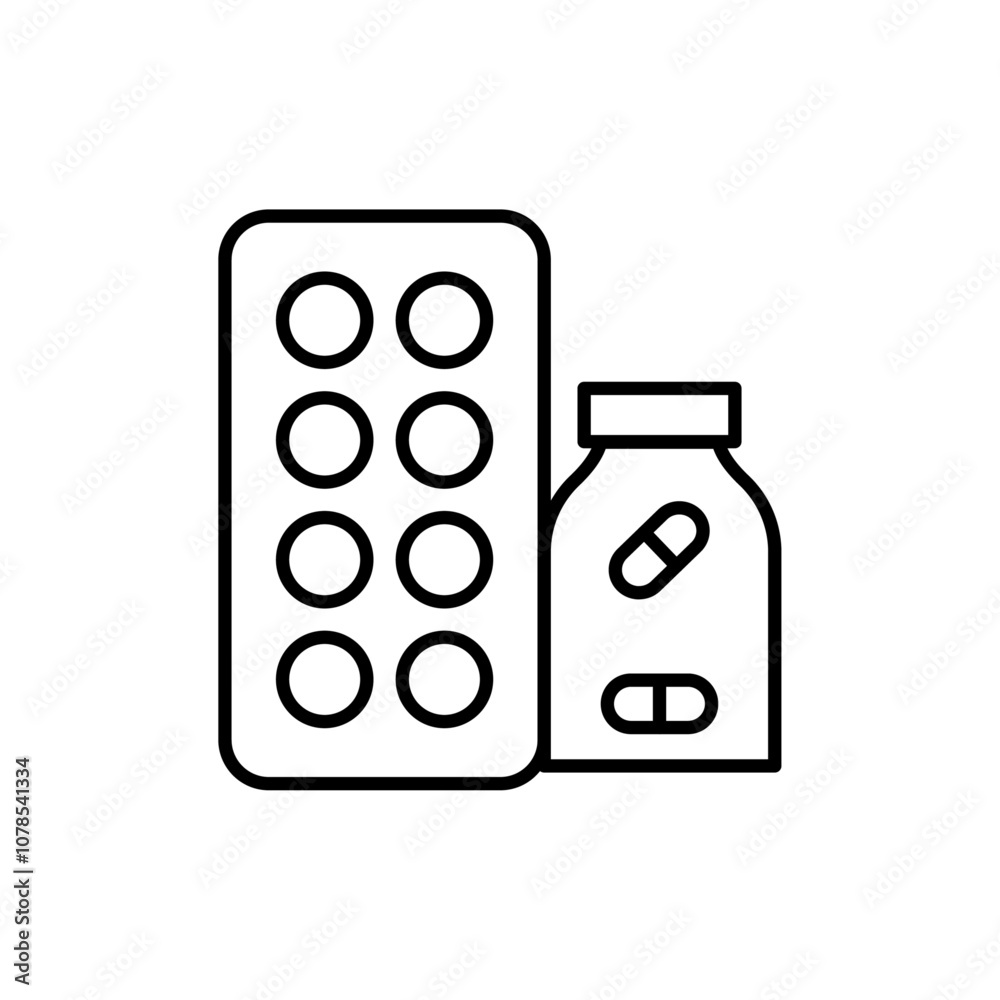Poster Pill blister pack icon Outline vector for web ui
