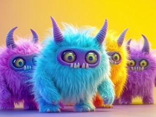 Fototapeta premium Experience the joyful charm of cute furry creatures in high fidelity gigapixel renderings