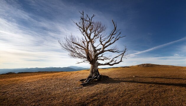 lonely dead tree isolared on transparent background