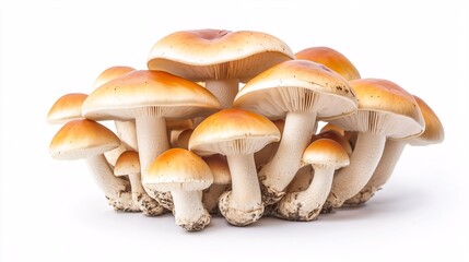 Fototapeta premium A Cluster of Mushrooms on a White Background: A Study in Natural Elegance
