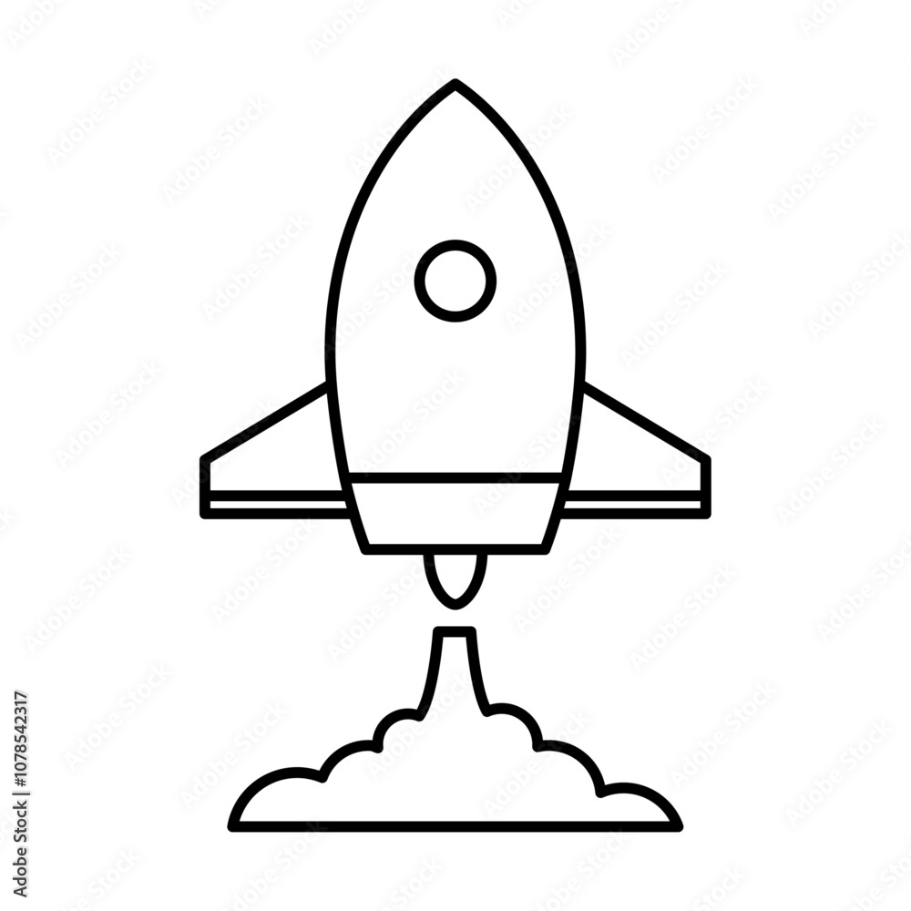 Poster Rocket launch Outline vector for web ui