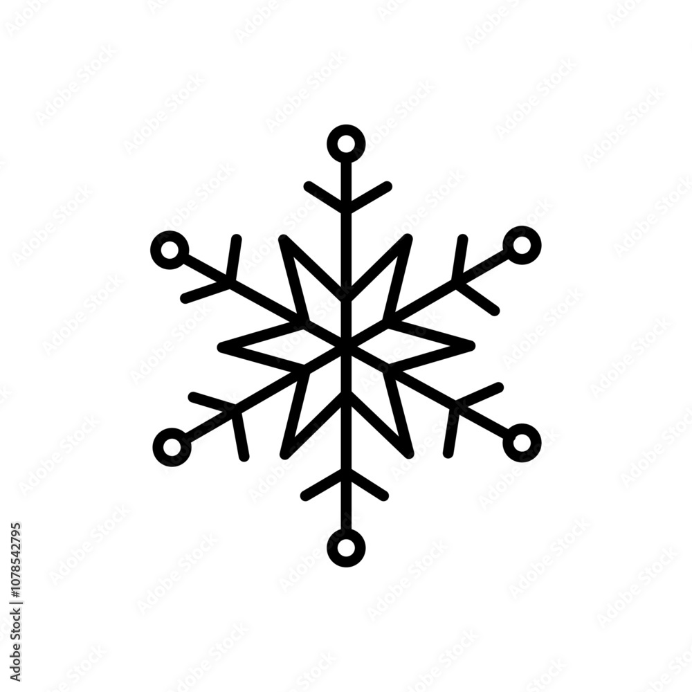 Poster Snowflake icon Outline vector for web ui