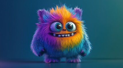 Naklejka premium Discover the adorable world of a cute furry monster cartoon in high fidelity