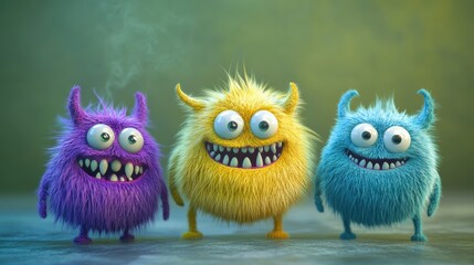 Fototapeta premium Delightful illustration of playful furry creatures in high fidelity