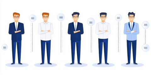 A collection of professional men in various business attire showcasing confidence.