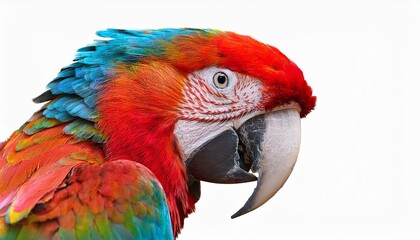 Fototapeta premium Colorful macaw parrot with vibrant feathers isolated on transparent background, ideal for tropical and exotic design projects