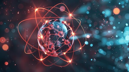 Digital technology electronic rotating sphere poster background