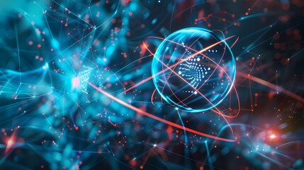 Digital technology electronic rotating sphere poster background