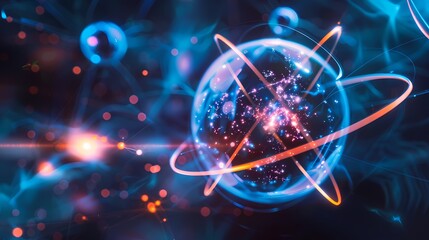 Obraz premium Digital technology electronic rotating sphere poster background