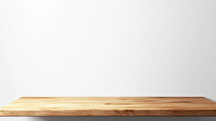 Fototapeta premium mockup of a wooden table profile view 2 D view on white background
