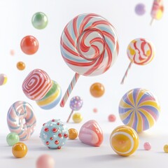 Colorful Candy Collection on a White Background
