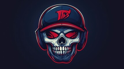 Skull in a Baseball Cap and Headphones