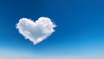 heart shaped cloud on panoramic clear blue sky background