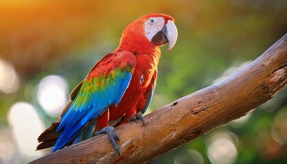 colorful parrot perched on a branch in a natural setting during daylight hours