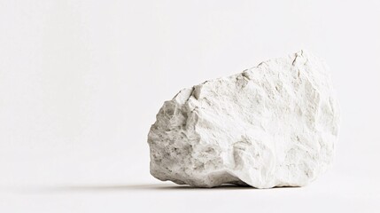 White Stone on White Background: A Study in Texture and Form - Minimalist Nature Photography for Art Prints and Modern Decor