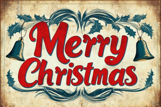 Vibrant Merry Christmas typography in bold red surrounded by tropical palm leaves and festive blue sky accents blending holiday cheer with exotic seasonal flair