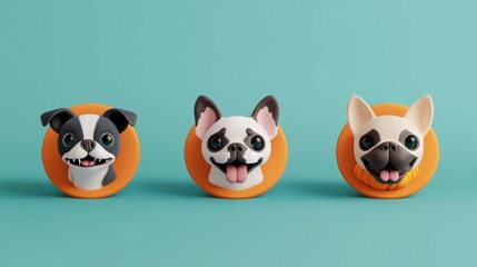 Fototapeta premium Delightful illustrations of friendly dogs captured in cute high-fidelity style