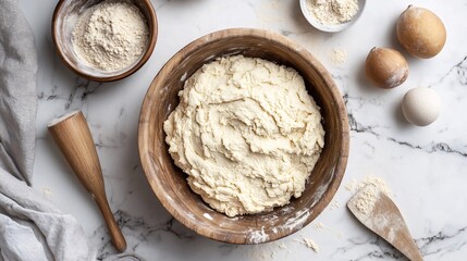 Fresh Dough in a Wooden Bowl: A Culinary Masterpiece