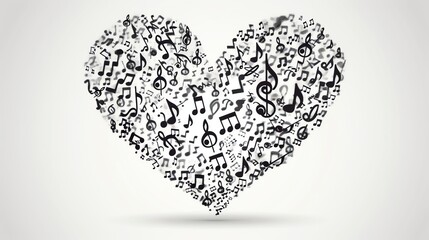 Heart shape made up of music notes.