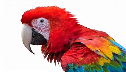 Fototapeta premium Colorful macaw parrot with vibrant feathers isolated on transparent background, ideal for tropical and exotic design projects