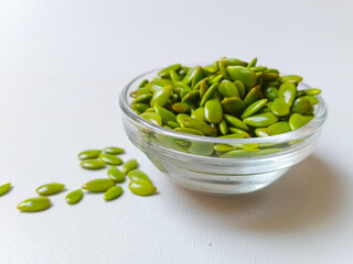 Leucaena leucocephala or Petai Cina or Lamtoro on the cup has antibacterial, antidiabetic, anti-inflammatory, anticancer and antioxidant properties.