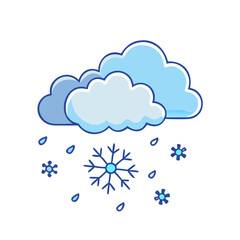 falling snow vector art,  flat illustration falling snow icon