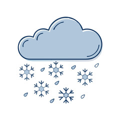 falling snow vector art,  flat illustration falling snow icon