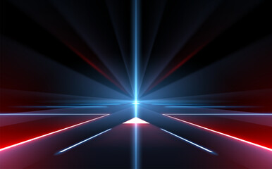Abstract blue and red light lines background