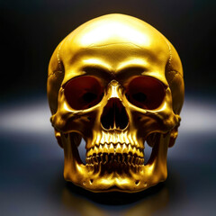 Obraz premium A gold skull with sunglasses on it