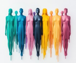 Obraz premium Vibrant array of dripping sculptures in diverse colors highlighting unity and diversity