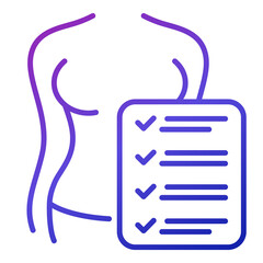 diet plan line icon, woman and checklist