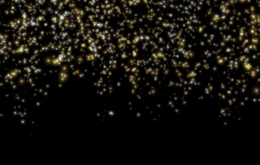 Glittering stars, overlay effect. Sparkling lights dust rain, luxury background