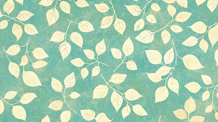Elegant and Subtle Leaf Pattern on a Textured Blue Background, Ideal for Interior Design, Wallpaper, and Various Graphic Design Projects