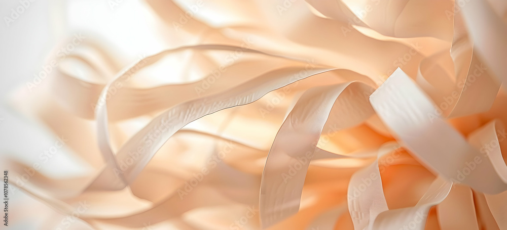 Fototapete a close-up of an abstract, organic structure made from interwoven strips of paper, rendered in a sof