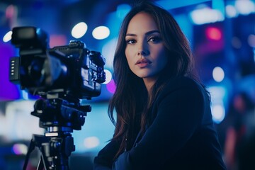 Woman Filming with a Camera