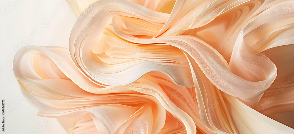 Fototapete a close-up of an abstract, organic structure made from interwoven strips of paper, rendered in a sof