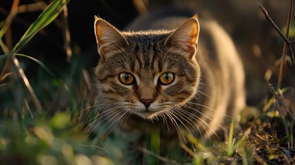A Tabby Cat in the Grass