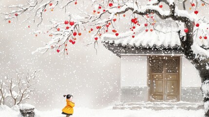 Naklejka premium Beautiful winter outdoor illustration