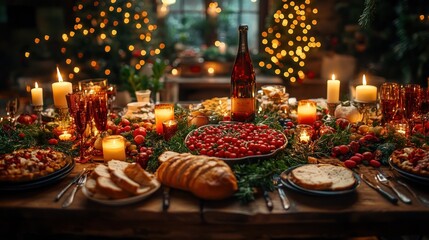 Fototapeta premium Christmas Dinner Table Setting